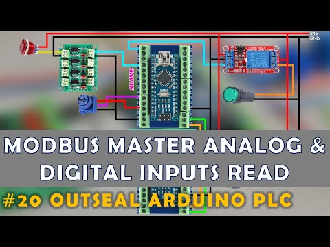 #20 Modbus Master Analog & Digital Input Read  | Outseal Arduino PLC