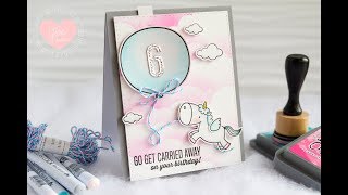 Unicorn Birthday Wishes - Balloon Slider/Pull Card