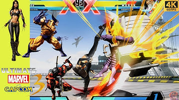 Ultimate Marvel vs. Capcom 3 (2011) - Arcade Mode Walkthrough - X 23 Wolverine Deadpool - 4K 60 FPS.