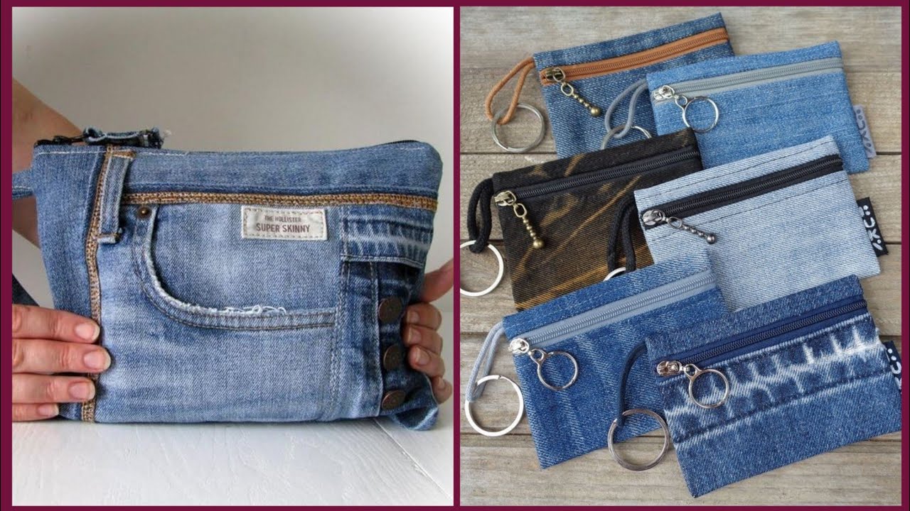 beautiful new handmade denim pouch design - YouTube