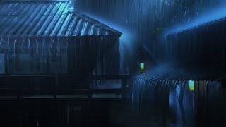 【大雨と雷の音・立体音響】夜の農家を覆う激しい雨と雷の音で、心配するのをやめてすぐに眠りましょう- トタン・屋根のある場所で聞くきれいな雨の音！