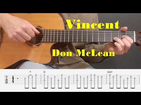 Vincent (Starry Starry Night) - Don McLean -  Easy Fingerstyle guitar with tabs
