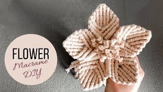 : Macram'e flower with five petals and stamens. How to do a macrame flower