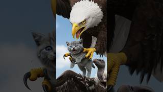 Brave Eagle Rescues Kitten from Vulture Attack#cat #rescue #vultures