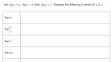 Let log x = a, log y = b and log z = c. Express the following in terms of a, b, c.
