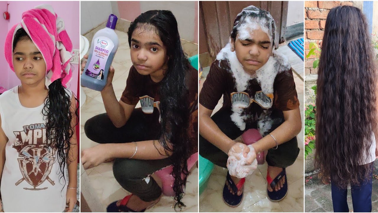 Hair Wash With Ayur Amla & Shikakai With Reetha Shampoo/Jashan Long Hair Sikh Boy Hair Wash Routine