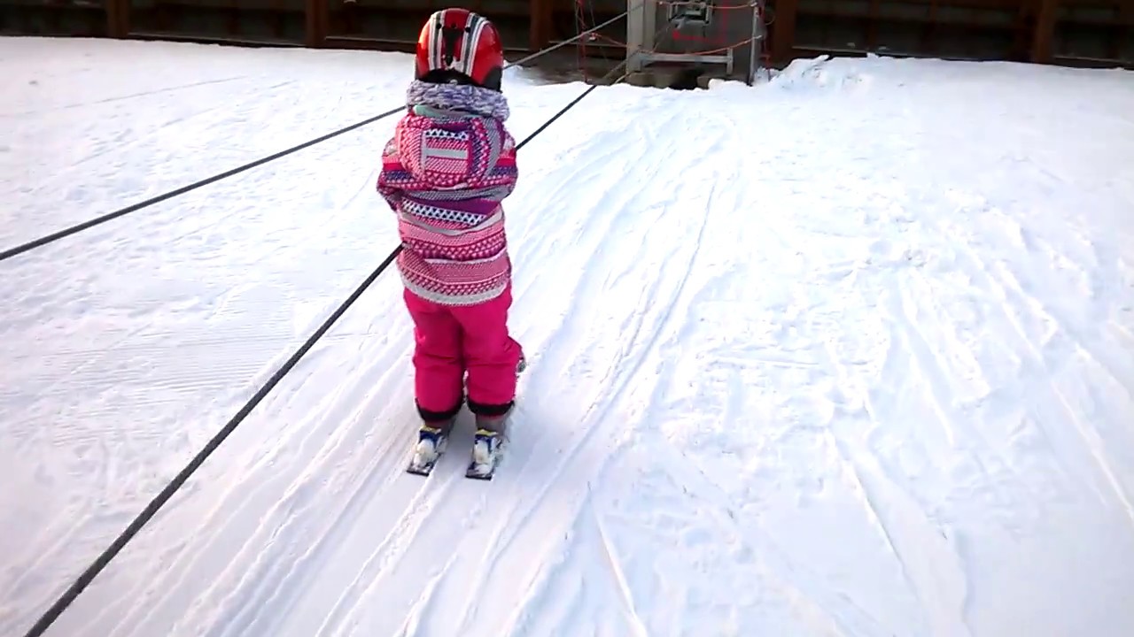 3 year old child on ski rope tow YouTube