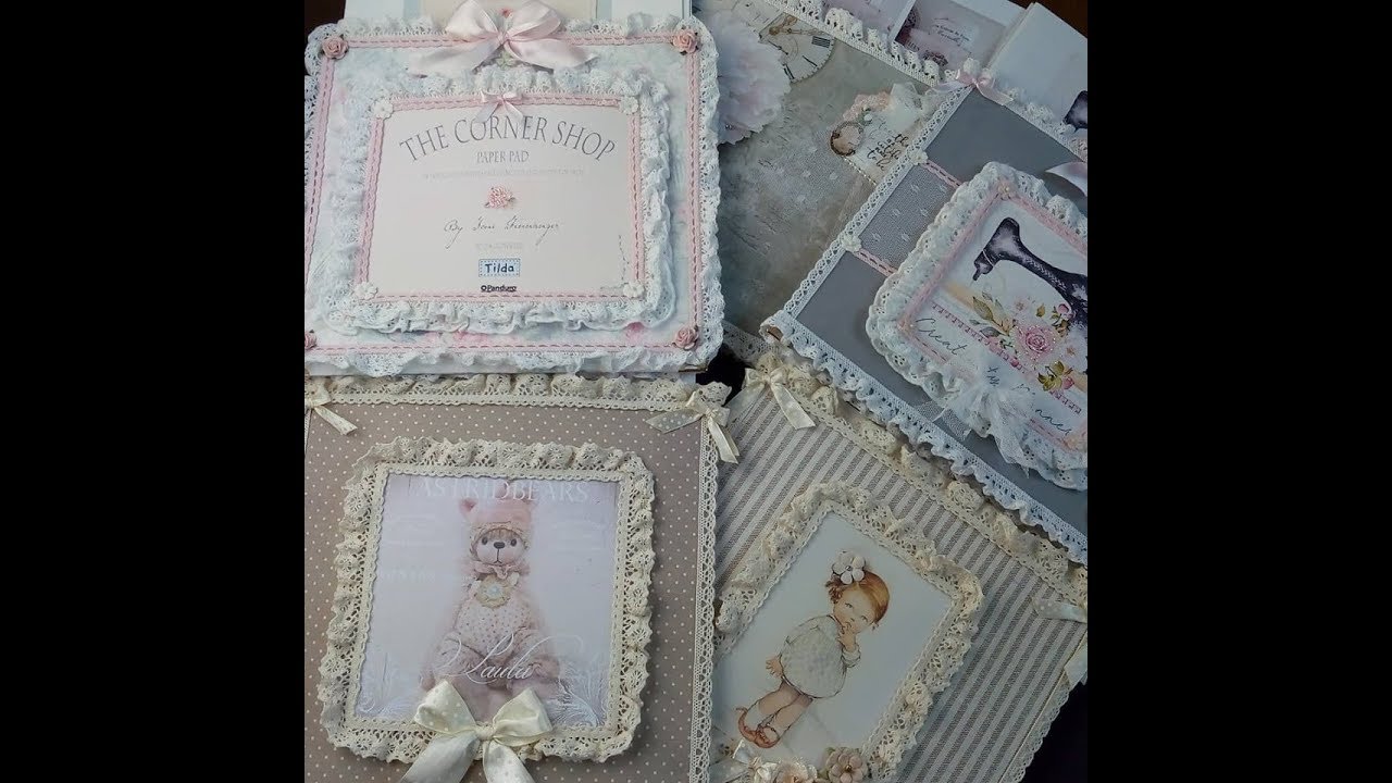 Présentation recyclage des pochettes photos lin , canvas etc... scrapbooking tiendas