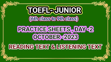 TOEFL JUNIOR | PRACTICE SHEET DAY-2 | OCTOBER -2023 Like share subscribe for more content