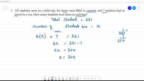 Class 8 TN Maths 3 ALGEBRA   Exercise 3.10   7. 331 students went on a field trip. Six buses