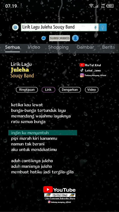 Lirik Lagu Juleha _ Souqy Band #liriklagu #juleha #souqy #souqyband #short #shorts #trending #viral