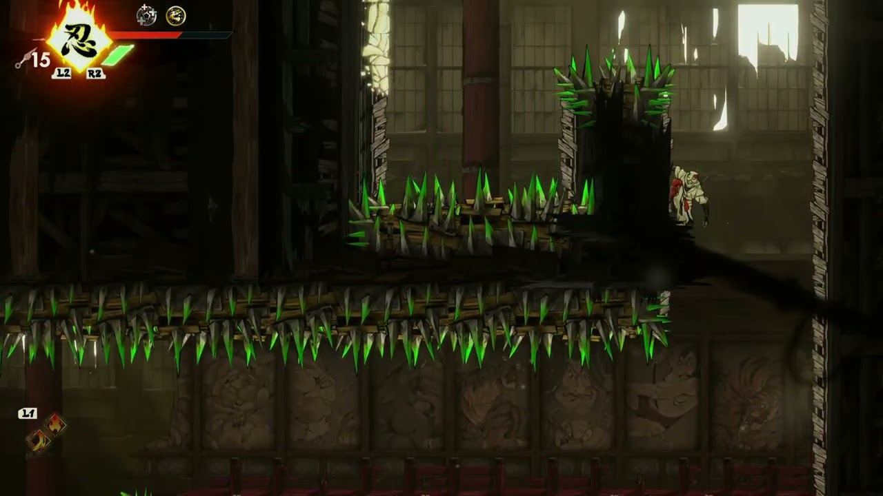 Shinobi: Art of Vengeance • Spike wall puzzle. 