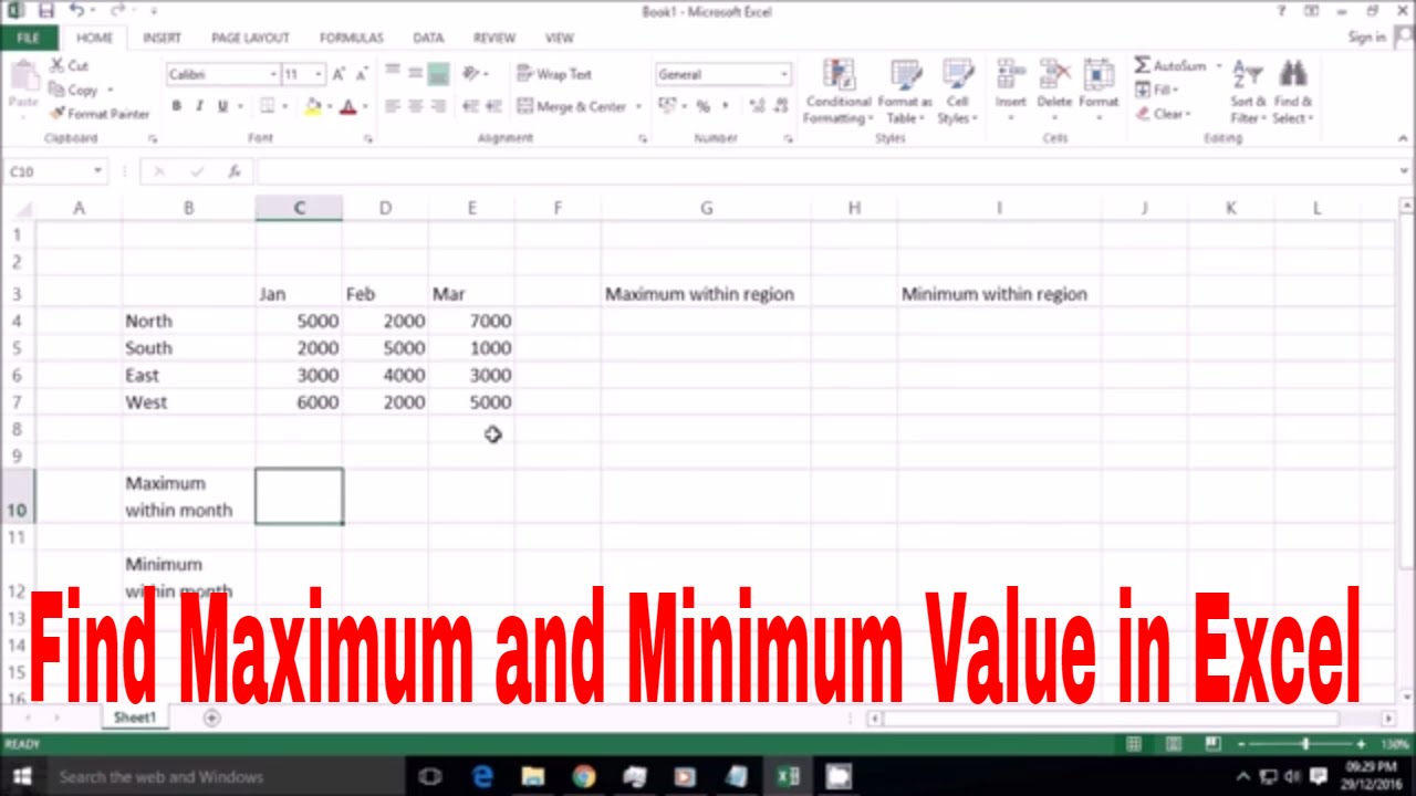 How to find Maximum and Minimum value in Excel (Max and Min Function ...