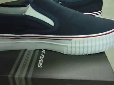 pf flyers center slip on navy canvas youtube lifting in pf flyers