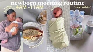 AN ENTIRE *REALISTIC* MORNING WITH A NEWBORN (3 WEEKS OLD) | Newborn Morning Routine 2023!