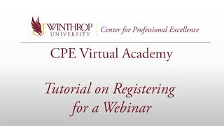Tutorial on Registering for a CPE Virtual Academy Webinar
