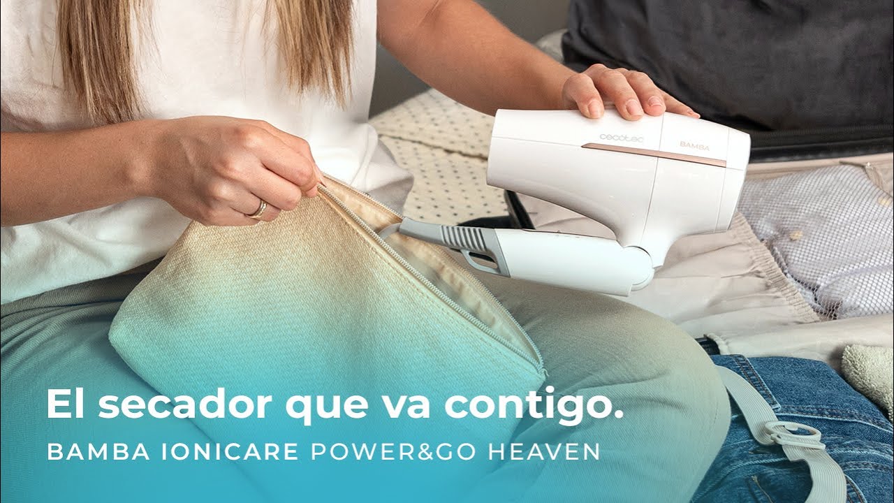 Secador de viaje IoniCare Power&Go Heaven, 2000W, botón de frío, boquilla concentradora y difusor
