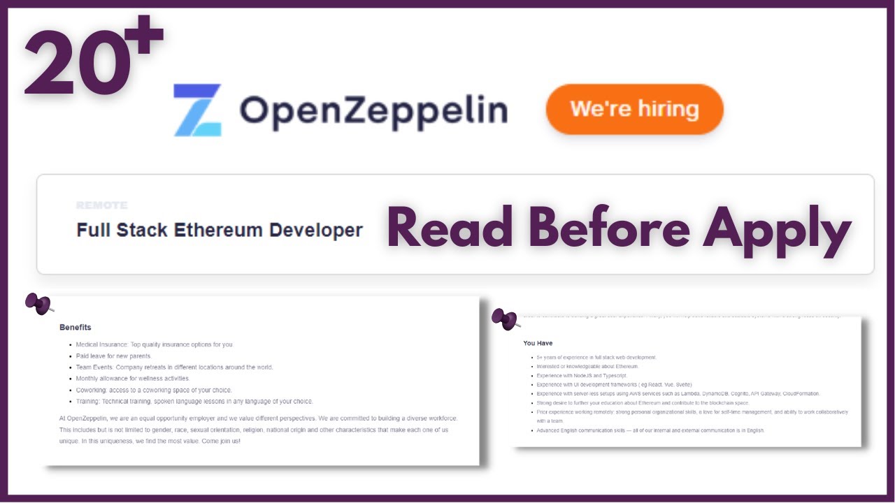 openZeppelin jobs Hiring Full Stack Ethereum Blockchain Developer | Along  With 20+ Jobs #web3job