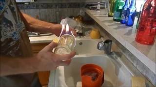 How to cut glass bottles with nail enamel solvent, string and fire