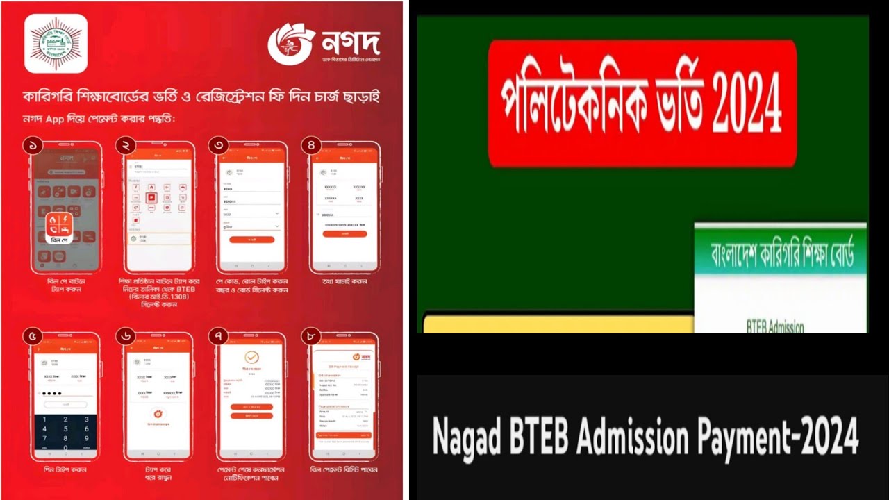 Nagad BTEB Admission Payment-2024|নগদ দিয়ে কারিগরি ভর্তি -২০২৪ - YouTube