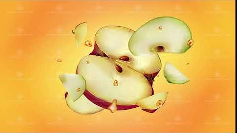Slow motion animation of a sliced apple.