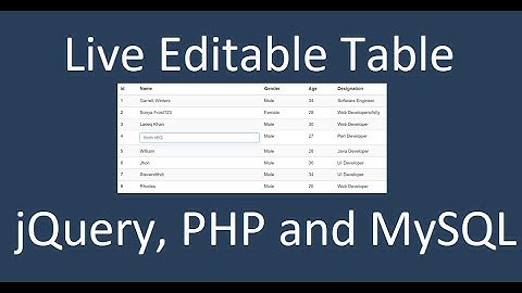Create Live Editable Table with jQuery, PHP and MySQL