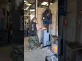 forging wrought iron and 1095 San-mai. #sanmai #forging #blacksmithing #metalworking #factory