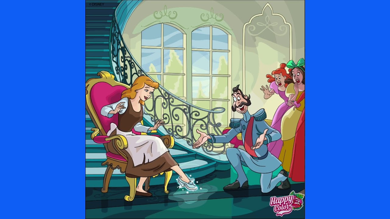 Happy Color | Coloring Cinderella | Disney Happy Color Pics | Paint By ...