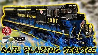 RAIL BLAZING SERVICE! 🔥 NS Virginian Heritage SD70ACe on My O Gauge Train Layout!