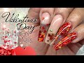 Red Valentines Day Nails | Mia Secret BioBuilder Gel Nails | Encapsulated Red and Gold Hearts