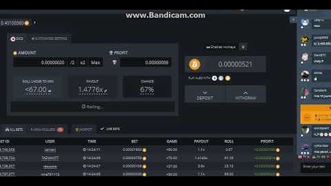 Profit 0.61409546 BTC in 10 minutes! - strategy bitsler primedice 999dice dice bitcoin