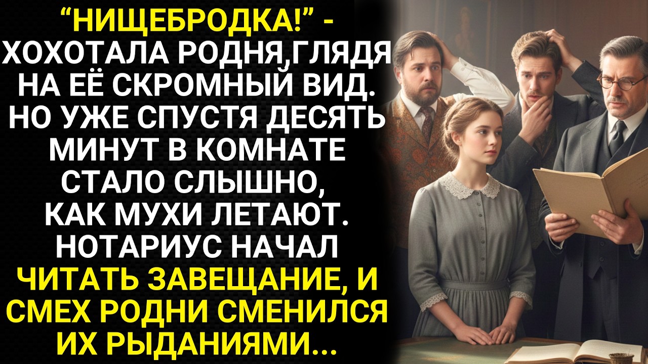 Нищебродка - хохотала родня. Но уже спустя 10 минут они уже рыдали, когда нотариус читал завещание..