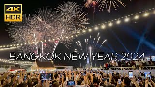 [BANGKOK] New Year's 2024 Celebrations & Fireworks : Wat Arun, Bangkok Thailand | Countdown [4K HDR]