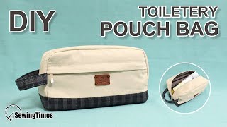 DIY Travel toiletry Bag | 여행용 손가방 | How to make travel essentials handbag (Man bag)[sewingtimes]