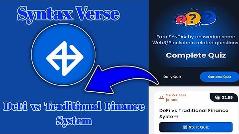 Syntax Verse General today quiz answer|DeFi vs Traditional Finance System Quiz Answer