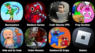 Bowmasters, Rainbow Garten Survivor, Craft Shooter FPS Battles,Toilet Monster Survival, Roblox