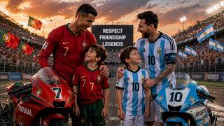 Ronaldo vs Messi Epic Race Battle in Stadium | Argentina vs Portugal | 4K Cinematic AI Video