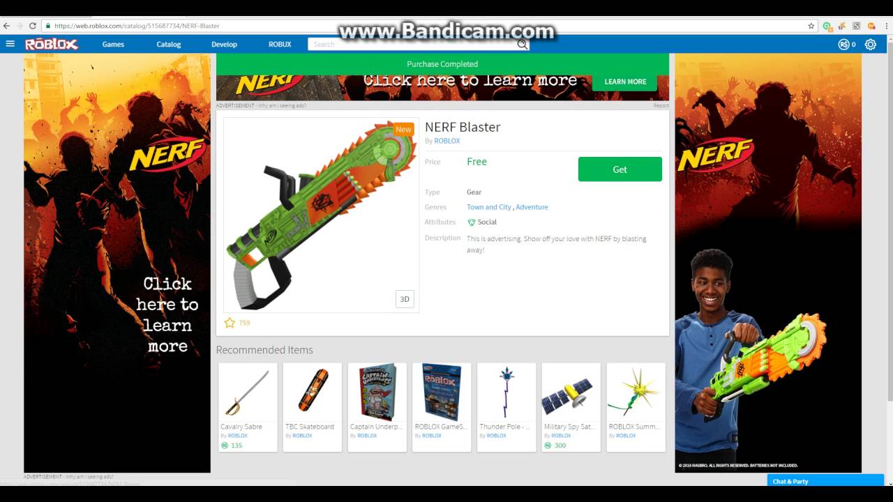 Roblox How To Get The Nerf Blaster Youtube - roblox nerf blaster