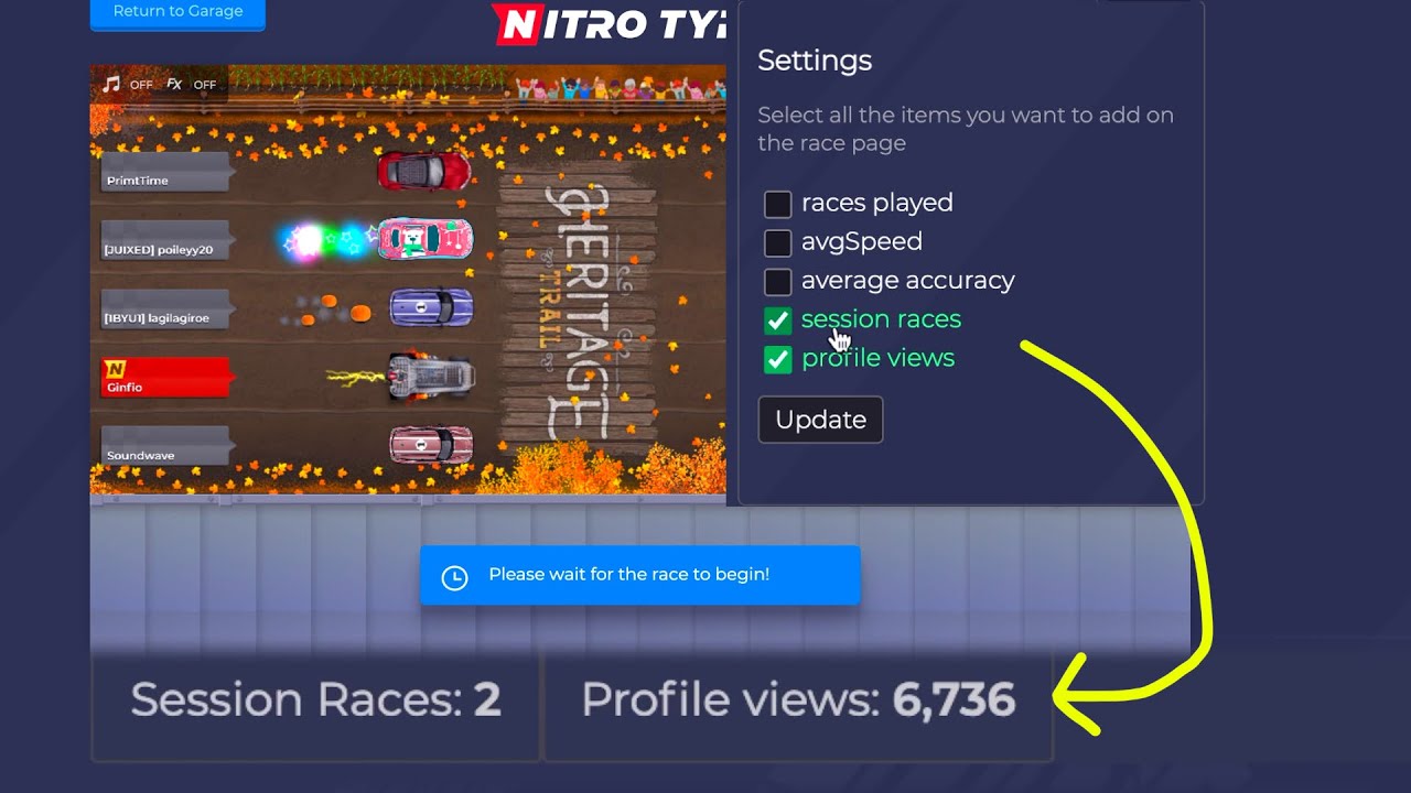 GitHub - rickstaa/nitro-type-race-info-footer: A userscript that adds an  informational footer to the nitro type racing page.