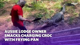 Aussie smacks charging crocodile with frying pan | Yahoo Australia