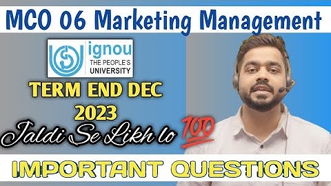 MCO 06 Marketing Management | Important Questions For Term End Dec 2023 | IGNOU