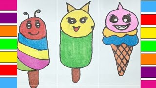 CUTE Easy Ice Cream Drawing Painting Colouring Ideas For kids/todders Elder drawing #trending#vairal