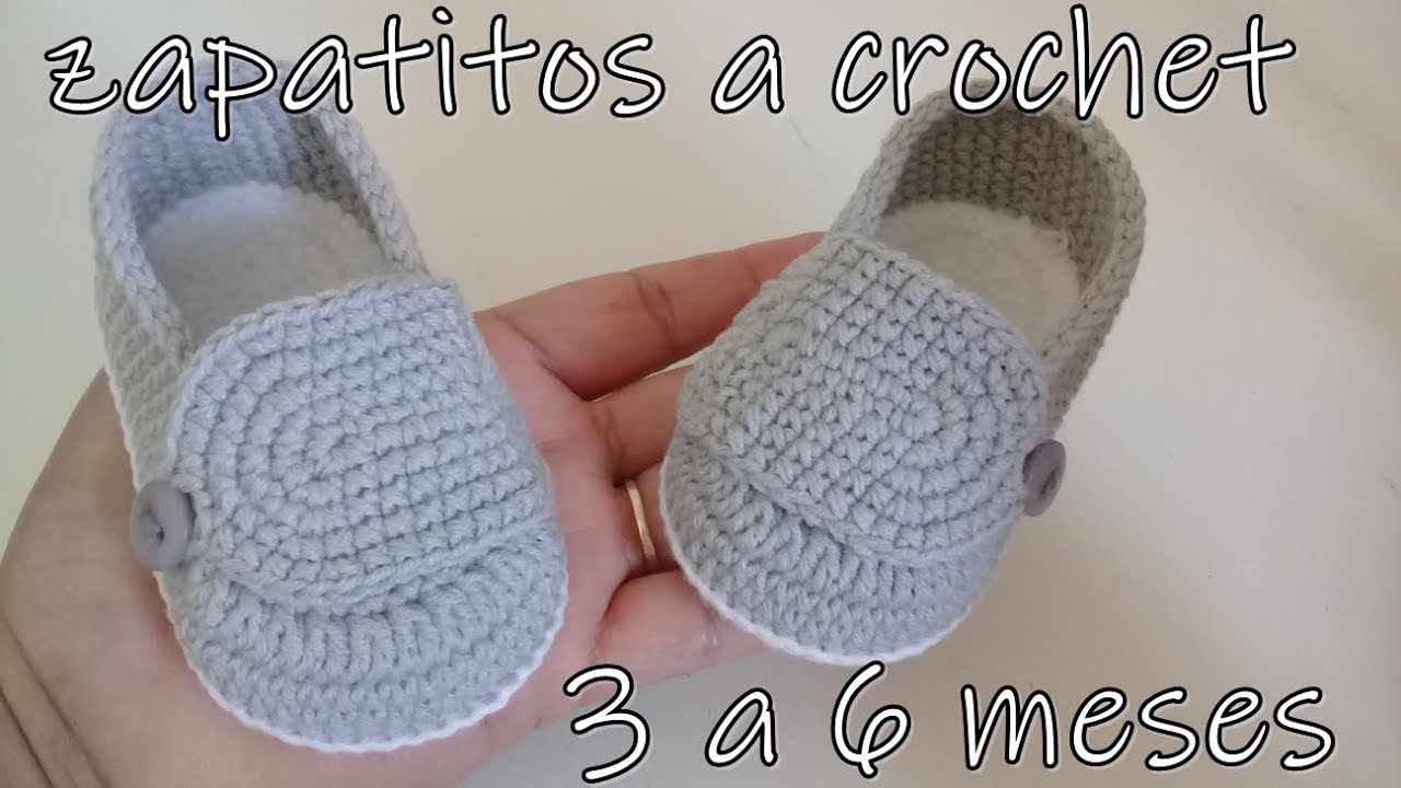 zapatitos tejidos a crochet - bebe - 3 6 meses -tejido facil - YouTube