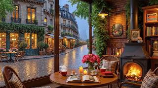 Soft Spring Rain Coffee Shop ☕ Smooth Jazz Piano & Fireplace Sounds for Study & Focus screenshot 5