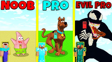 Minecraft Battle: NOOB vs PRO vs EVIL PRO: CARTOON HERO BUILD CHALLENGE / Animation