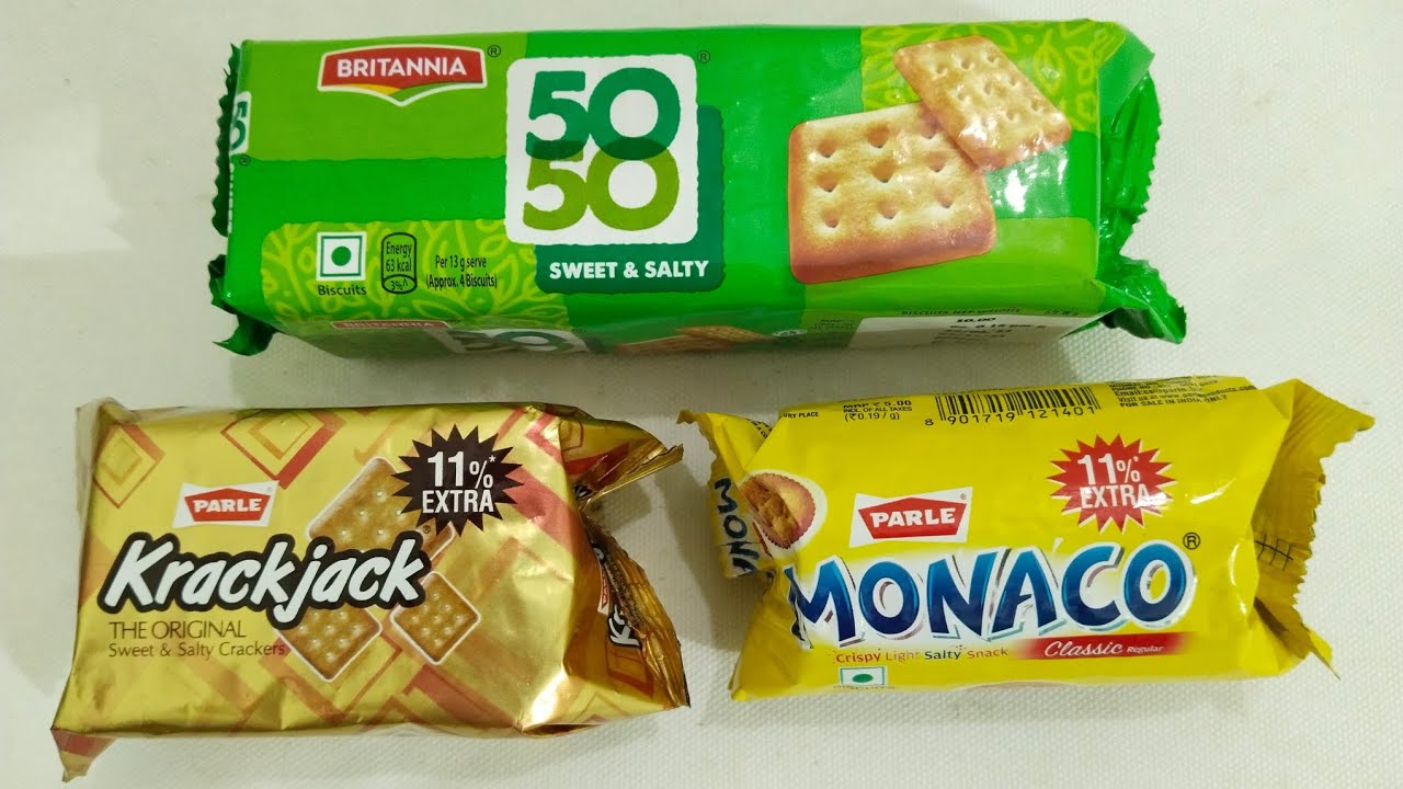 Britannia Vs Parle Biscuits| 50-50 Vs Krackjack Vs Monaco Biscuits ...