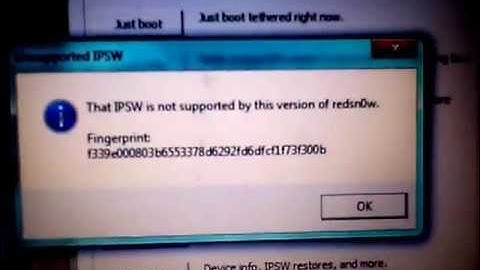 IPSW is not supported by this version for Redsnow 0.9.15b3 etc...