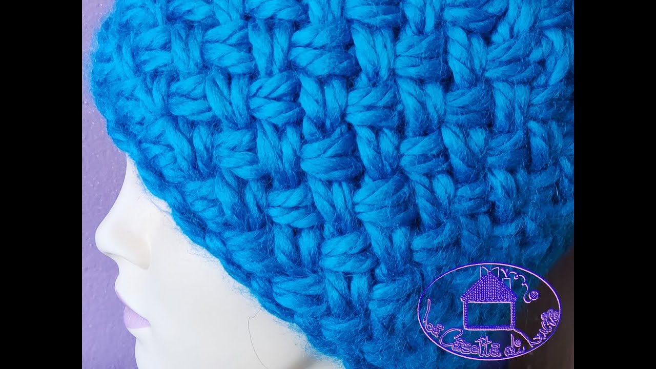 Thick Knit Hat and Cross Stitches - YouTube