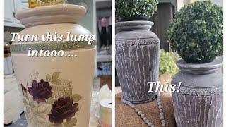 How to use spackle to add texture. Upcycled thrifted lamp. DIY decorating. Lamp redo.