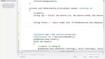 ADO.NET C# Mode déconnecté remplissage data grid view et recherche multi critères #15